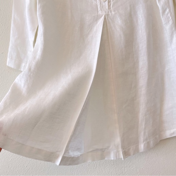 Flax 100% linen 3/4 sleeves top blouse size S pleated pocket lagenlook - Picture 7 of 10